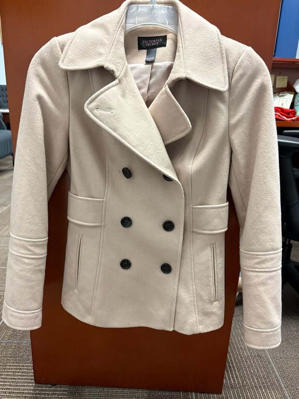 Victoria's Secret Double Breasted Pea Coat Size 4 Pearl Beige Wool